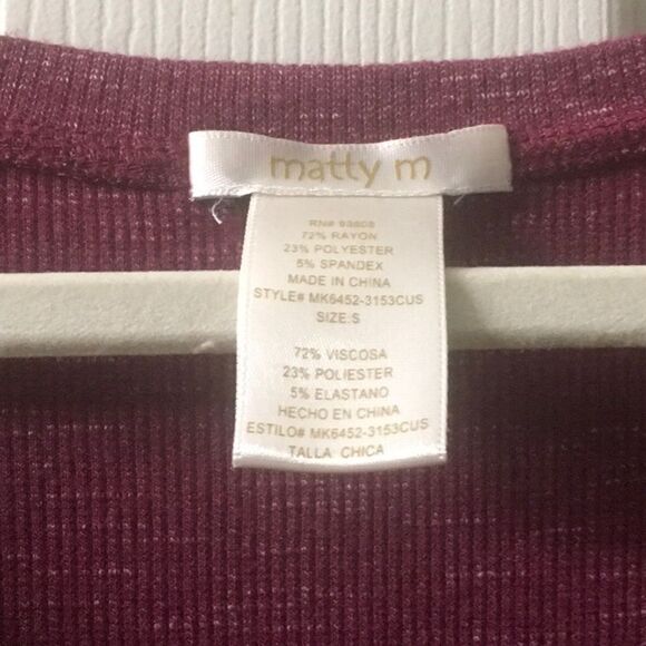 Matty M top women’s size small burgundy white speckled cold Shoulder long sleeve - Picture 7 of 10